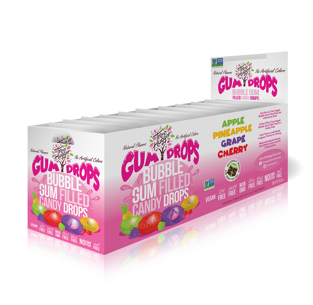 TREE HUGGER BUBBLE GUM FILLED CANDY DROPS - 12 x 4.4 OZ BAGS (About 25 Gum Drops Per Bag) image 3
