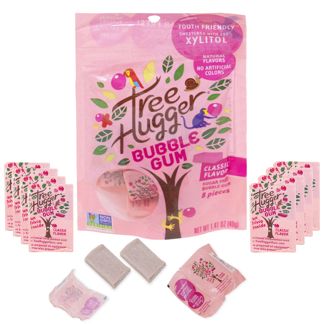 Tree Hugger Classic Bubble Gum Sweetened with 100% Xylitol (12 Bags) image 1