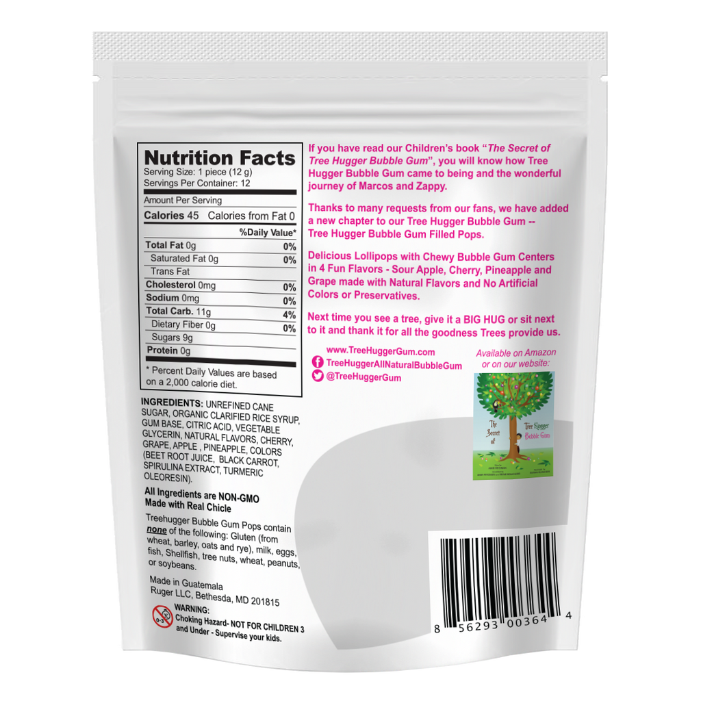 Tree Hugger Bubble Gum Filled Pops- ITEM 400311 (6 Bags) image 1