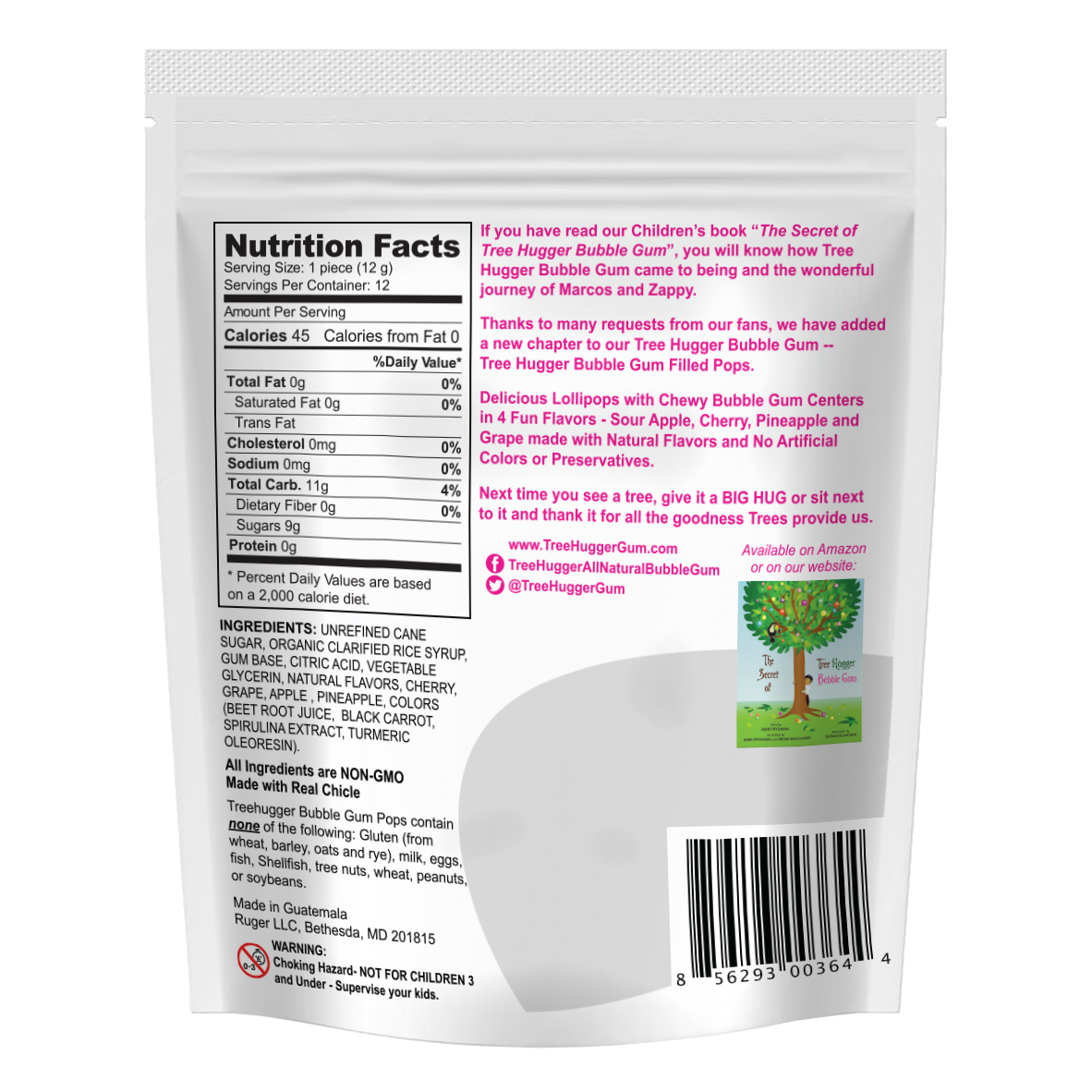 Tree Hugger Bubble Gum Filled Pops- ITEM 400311 (6 Bags) image 1