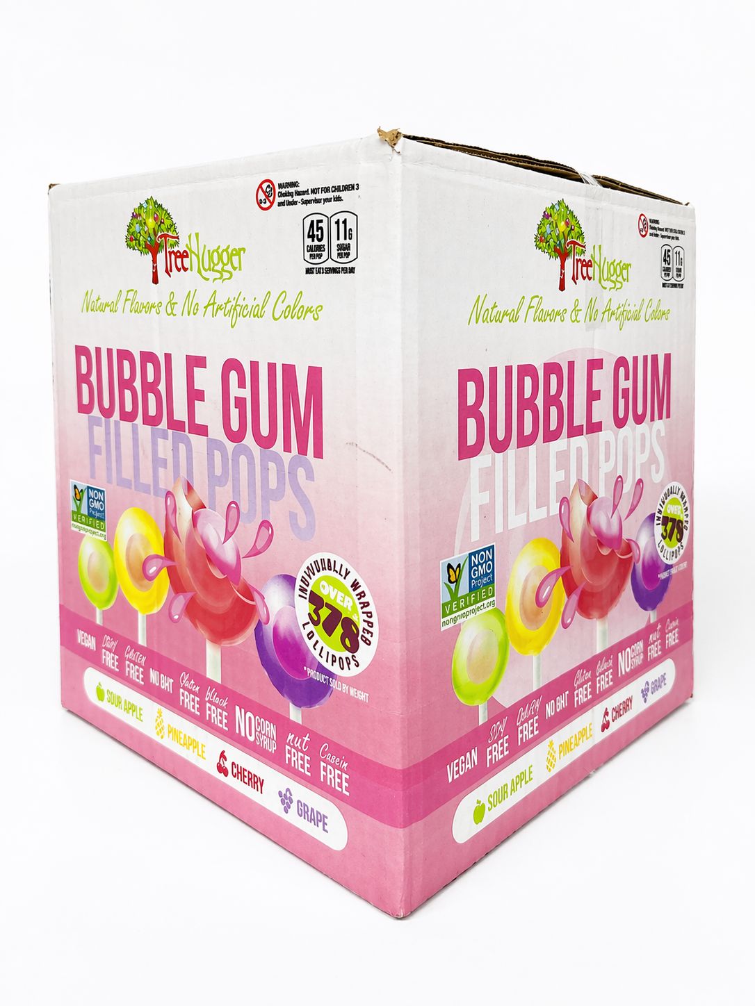 TREE HUGGER BUBBLE GUM FILLED POPS 10 LB (ABOUT 378 POPS)
