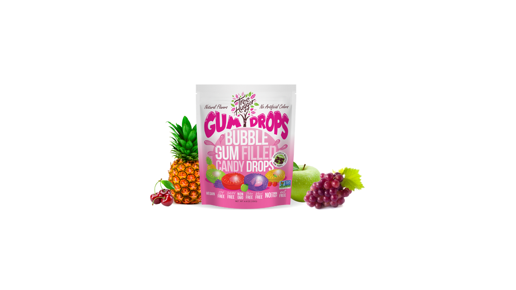 TREE HUGGER BUBBLE GUM FILLED CANDY DROPS - 12 x 4.4 OZ BAGS (About 25 Gum Drops Per Bag) image 2