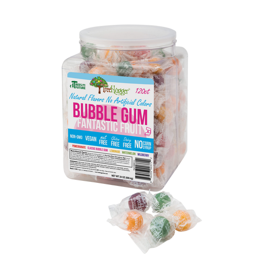 Tree Hugger Bubble Gum 120 Count Tubs Changemaker Fantastic Fruit Asst. - individually wrapped- ITEM 400435 image 0