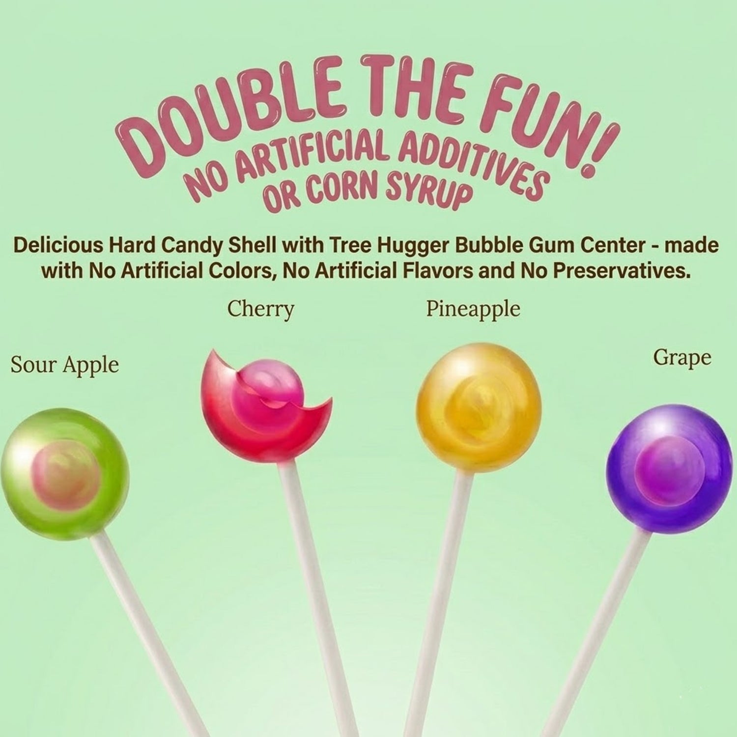 Tree Hugger Bubble Gum Filled Pops 48 CT