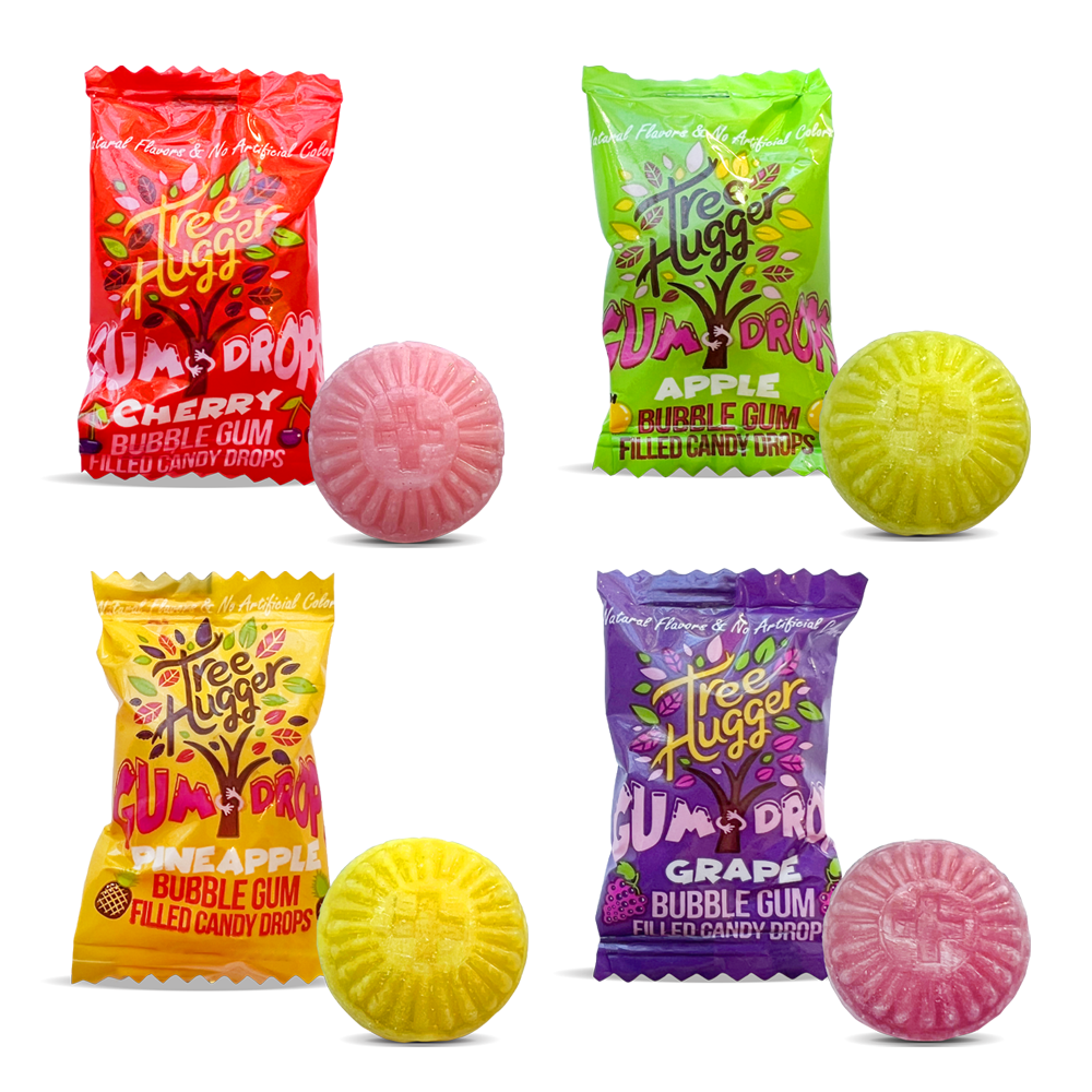 TREE HUGGER BUBBLE GUM FILLED CANDY DROPS - 12 x 4.4 OZ BAGS (About 25 Gum Drops Per Bag) image 4