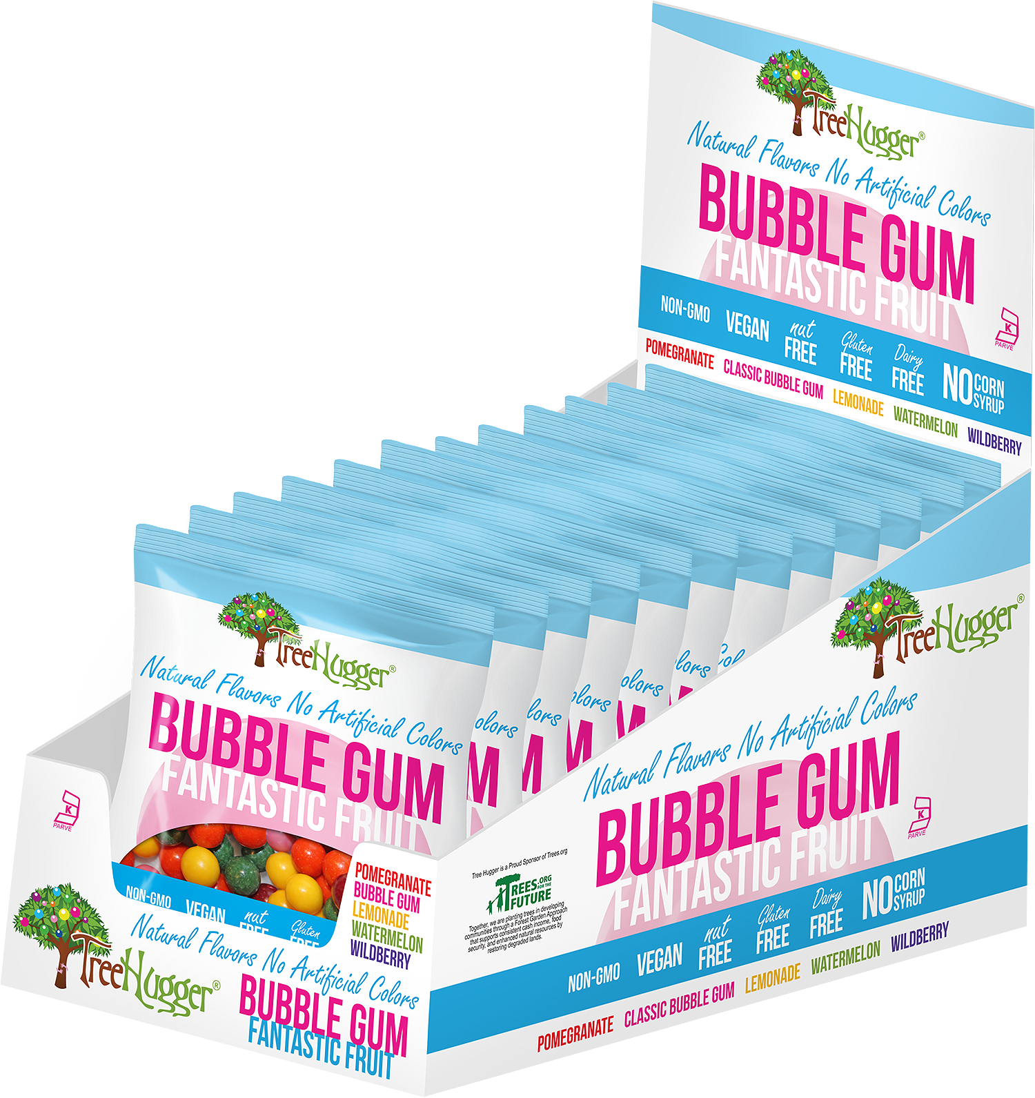 Tree Hugger Bubble Gum Fantastic Fruit 2 OZ Bag- ITEM 400152 (12 Bags) image 2